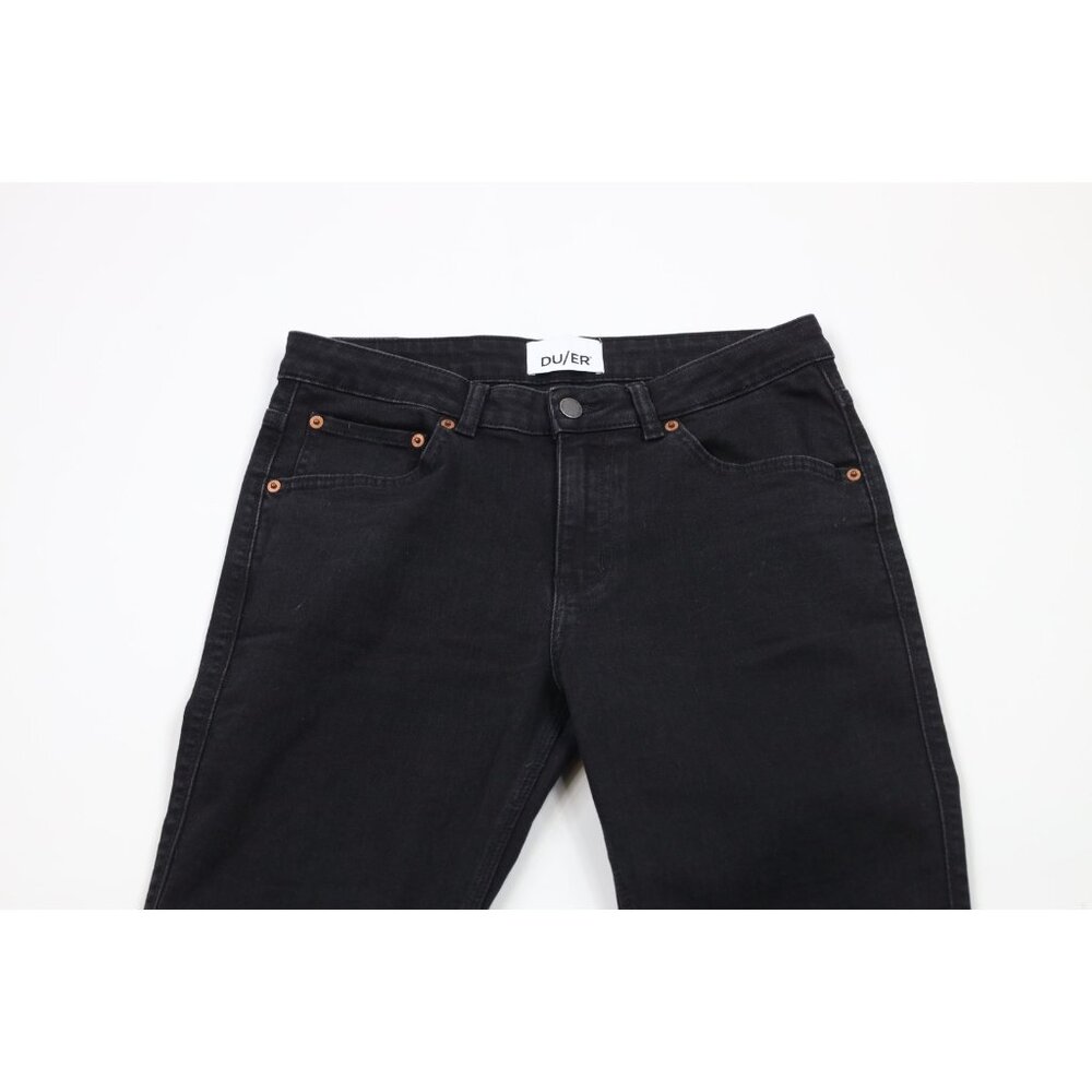 DU/ER DUER Womens Size 29 Faded Performance Denim Slim Straight Leg Jeans Black - Picture 2 of 16